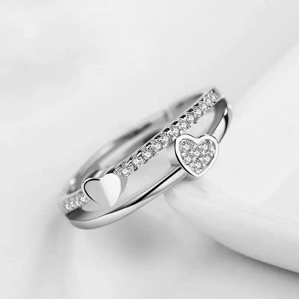 Adjustable Double Heart Ring