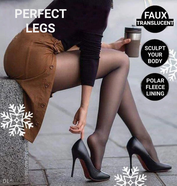Faux Translucent Warm Fleece Tights - Perfect Legs